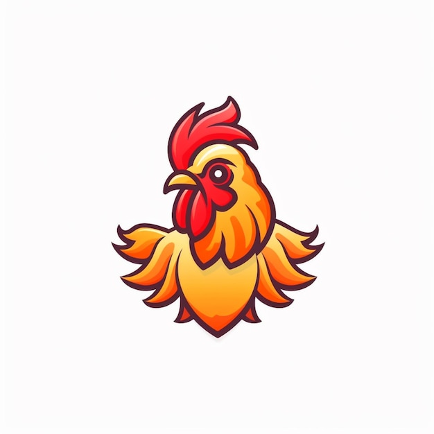 pollo logo vector simple color plano fondo blanco