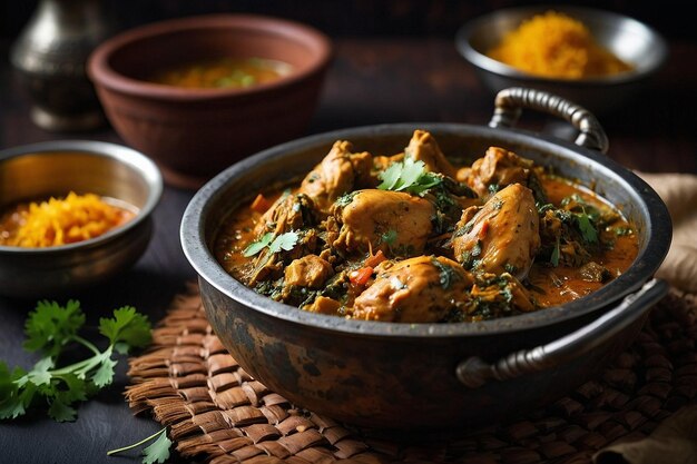 Pollo methi cocinado en un método tradicional