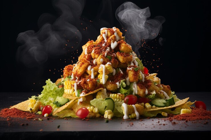 Foto pollo de palomitas de maíz sazonado shawarma