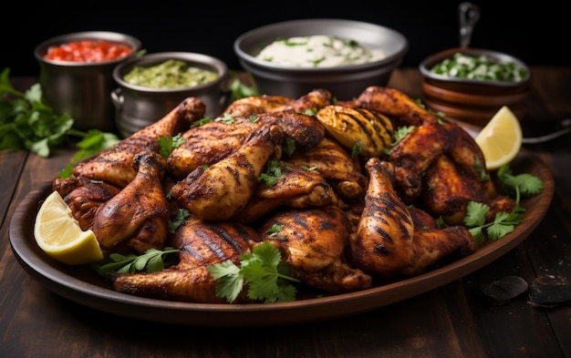 Pollo a la parrilla en un plato delicias asadas IA generativa