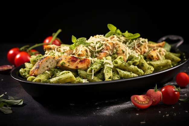 Pollo con pasta de pesto