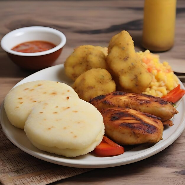 Foto pollo rostizado em um plato ai