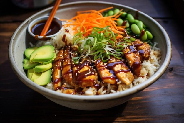 El pollo de soja Teriyaki Katsu Donburi Bliss