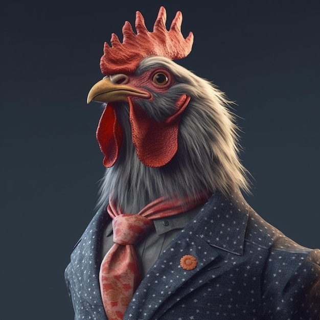 Foto un pollo vestido como un boss nft art generative ai