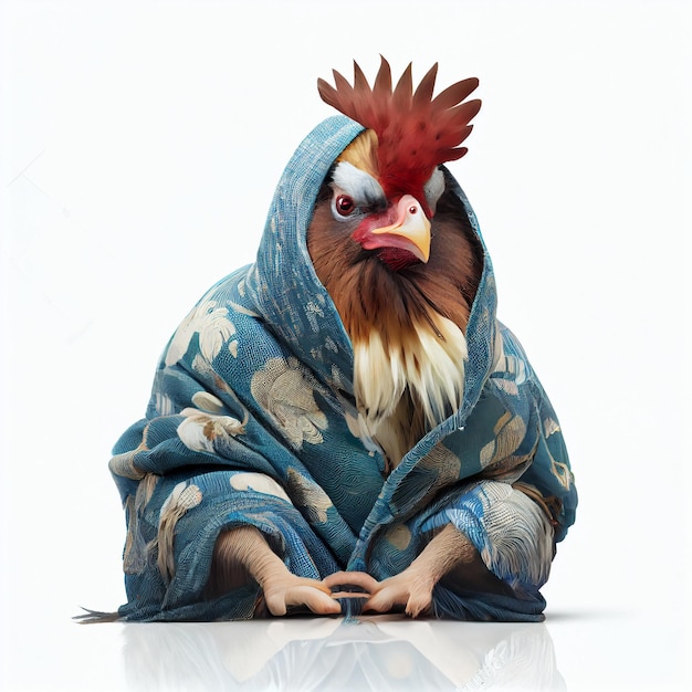 Un pollo vestido como un jefe Ilustración de IA generativa