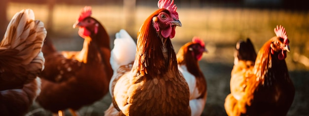 Pollos rojos en la granja IA generativa