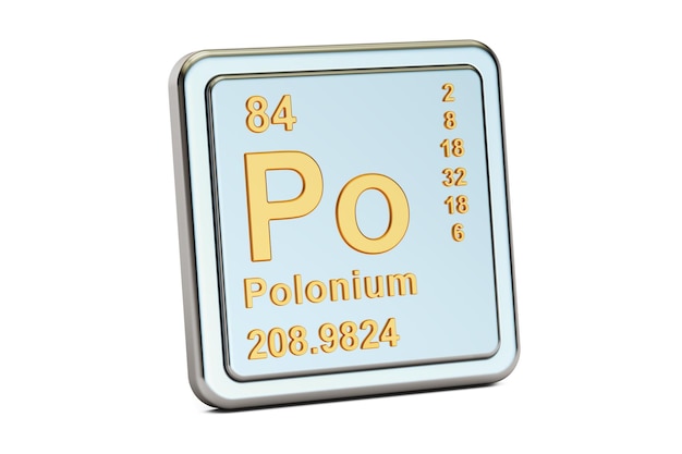 Polonio Po elemento químico signo 3D renderizado