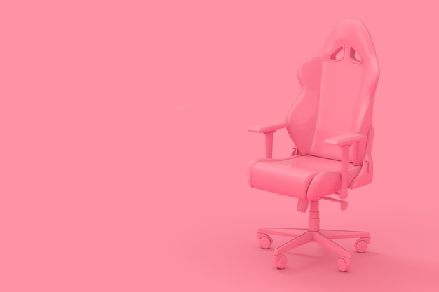 Poltrona profissional moderna para jogos de computador rosa como estilo Duotone em um fundo rosa. Renderização 3D