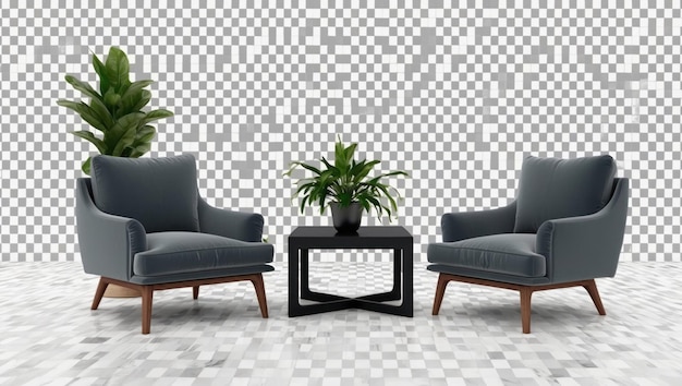 Poltronas e plantas modernas num ambiente interior aconchegante