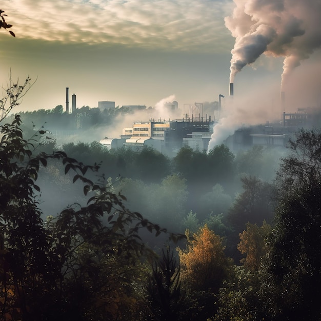 Foto poluição ambiental causada por emissões de fumo de fábricas e fábricas