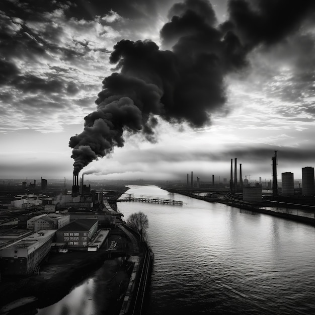 Poluição ambiental causada por emissões de fumo de fábricas e fábricas