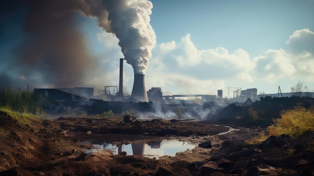 Poluição ambiental e exterior industrial à luz do dia
