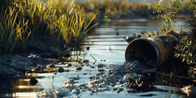 Foto poluição ambiental por águas residuais inteligência artificial geradora