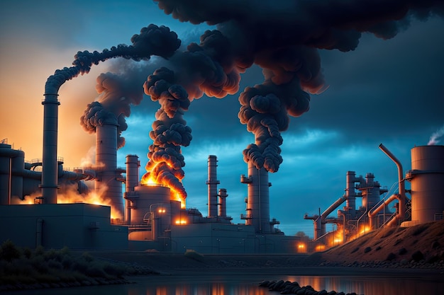 Poluição atmosférica na metalurgia da fumaça Conceito de instalação a generativa