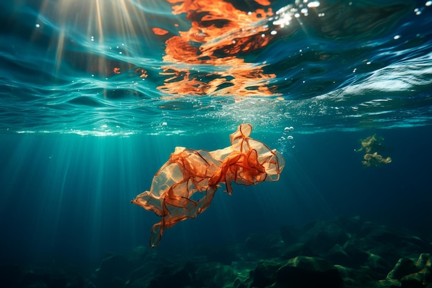 poluição plástica no mar, oceano e conceito de proteção ambiental