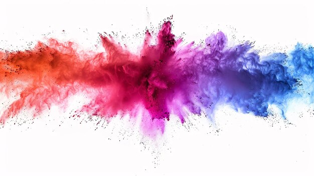 El polvo de color choca con el fondo blanco explosivo