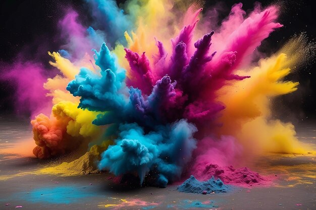 El polvo de colores explota la pintura de Holi