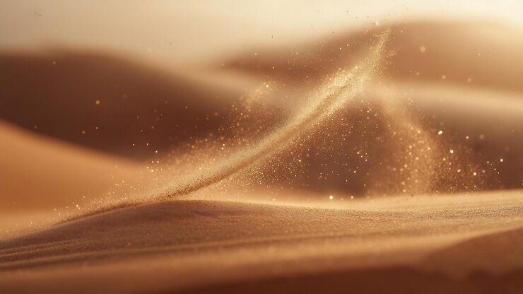 El polvo dorado baila sobre las dunas del desierto