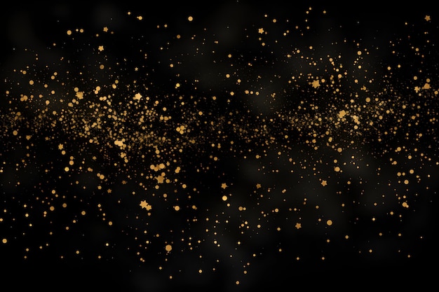 El polvo estelar dorado flotando sobre un fondo negro