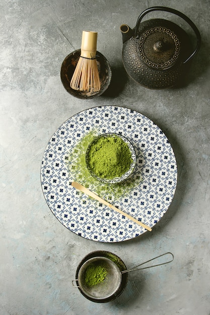 Foto polvo matcha de té verde