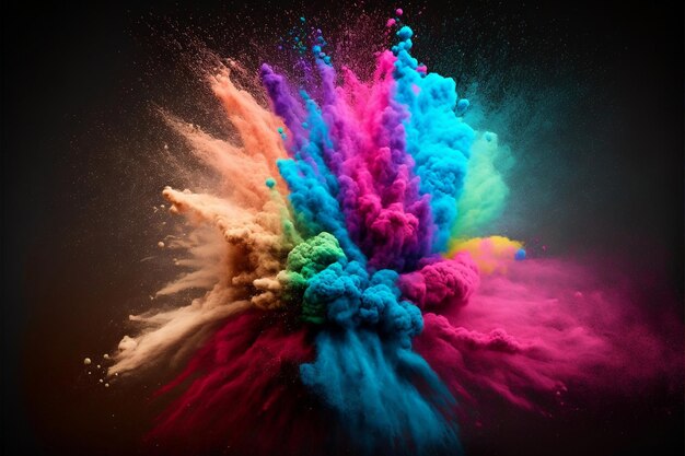 Polvo multicolor abstracto salpicado sobre fondo blanco Congelar el movimiento de la explosión del polvo de color
