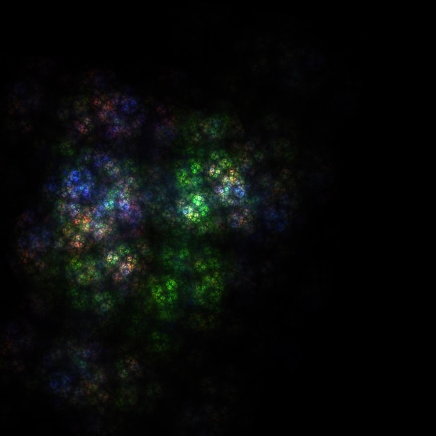 El polvo de la nebulosa fractal colorida sobre un fondo negro
