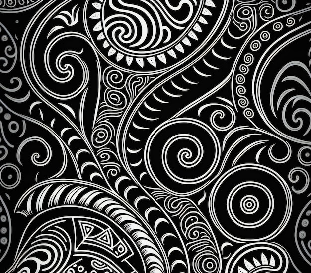 Polynesischer maori tribal nahtloser musterhintergrund sehr detailliertes muster