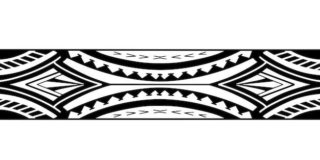 Foto polynesisches grenztätowierungsdesign muster eingeborener samoaner schwarz-weiß-textur isolierter vektor