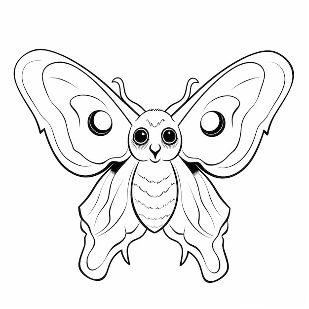 Foto polyphemus moth adorável bonito bonito livro de coloração kawaii arte de linha