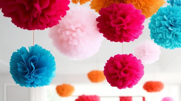 Pom-poms decorativos usados para decorações ao redor da casa