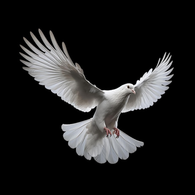Foto pombo branco renderizado em 3d em fundo preto