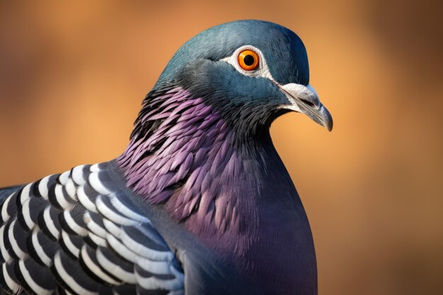 Pombo no parque retrato em close-up com fundo bokeh IA gerativa