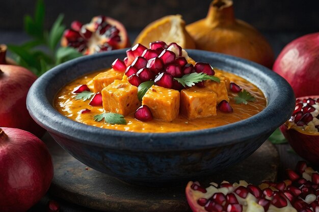 Foto pomegranada shahi paneer (panela de granada) también conocido como pomegranada de granada