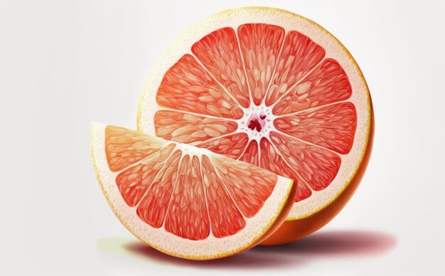 pomelo dibujado sobre fondo blanco acuarela cítricos alimentos orgánicos ilustraciones ai generado