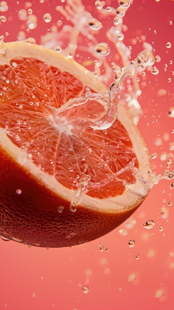 Foto un pomelo rojo con burbujas y burbujas