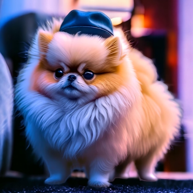 Un pomerania elegante y tierno