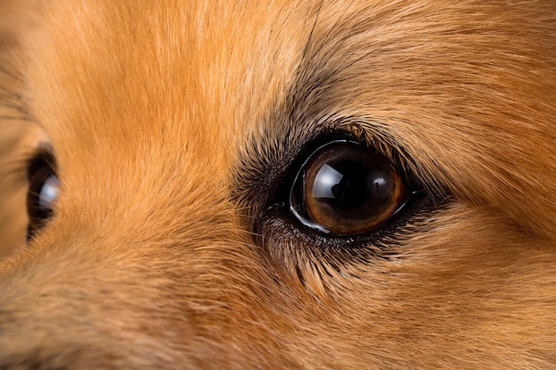 Pomerania spitz ojo de perro de cerca
