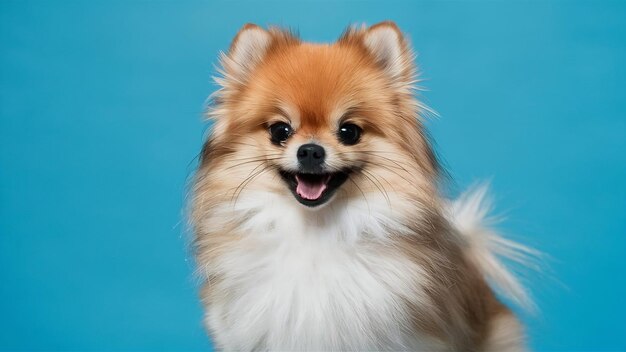 Pomeranian-Hund auf blau