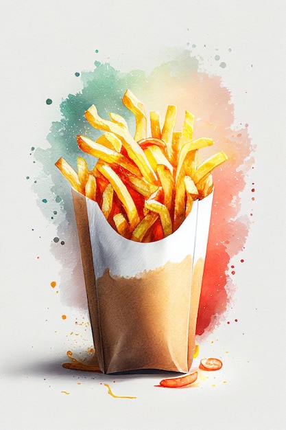 Pommes-Frites-Aquarellillustration