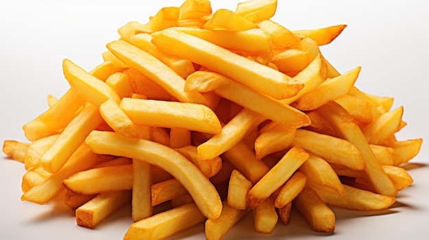 Foto pommes frites auf weißem hintergrund batatas fritas douradas