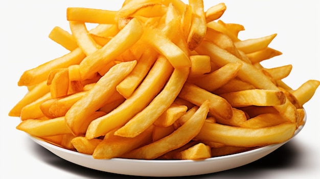 Foto pommes frites auf weißem hintergrund batatas fritas douradas