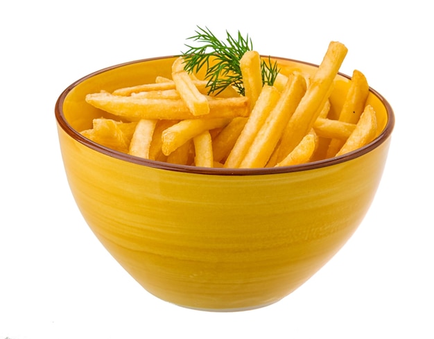 Pommes frites auf weißem Hintergrund