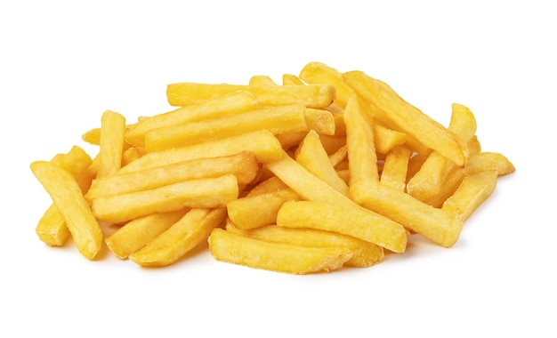 Pommes frites auf weißem Hintergrund