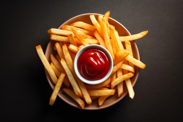 Pommes Frites Draufsicht Generieren Sie Ai