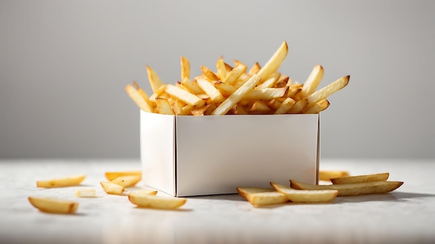 Pommes Frites in einer weißen Schachtel