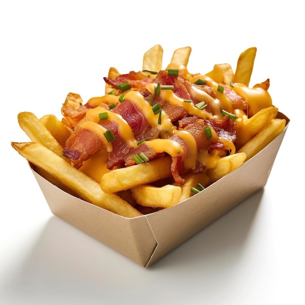 Pommes frites mit Käse und Speck