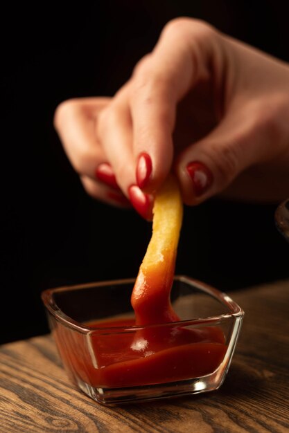 Foto pommes frites mit ketchup foto für restaurant café menü