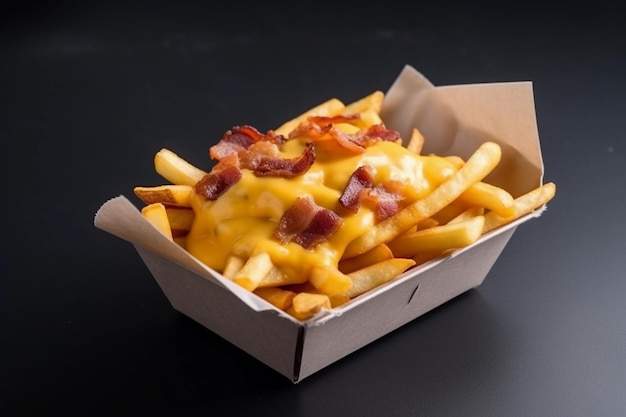 Pommes Frites mit Speck und Cheddar-Käse