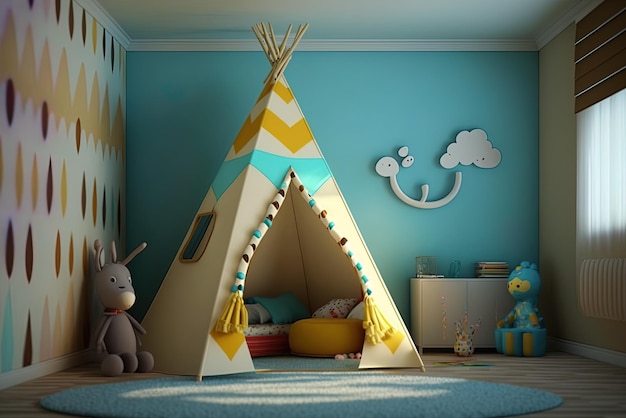 Poner un teepee en la habitación de un niño