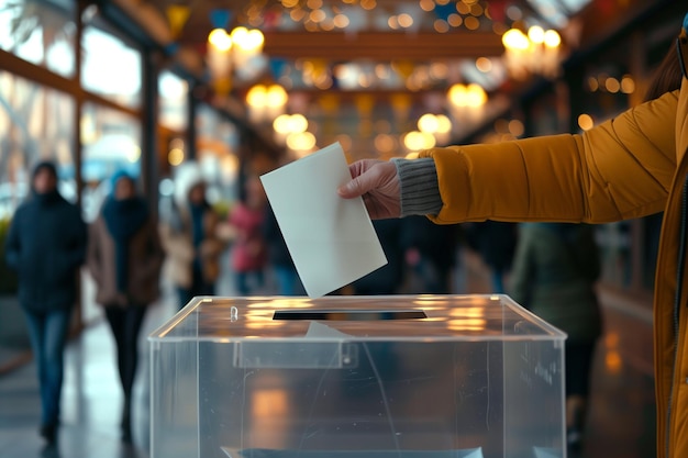 Foto poniendo de cerca la boleta en la urna de votación